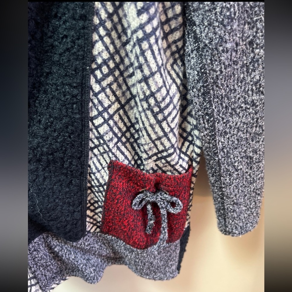 Multiples Patchwork Knit Navy Blue, White, Red Ca… - image 5